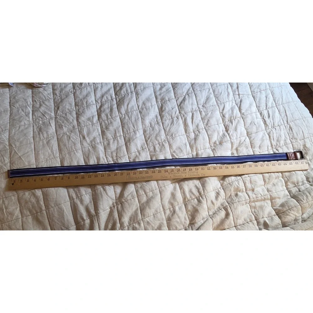 U.S. Polo Assn. Web Belt Mens 36 Blue Striped  D-Ring Buckle Preppy Casual